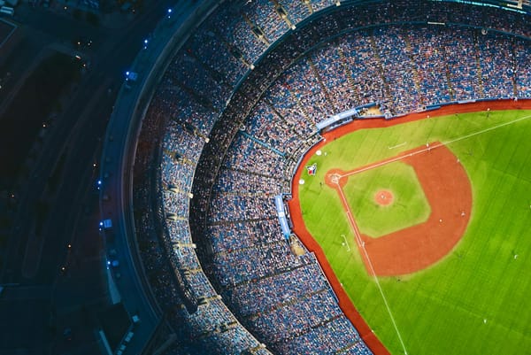 An aerial view of the Rogers Centre baseball stadium in Toronto, Canada